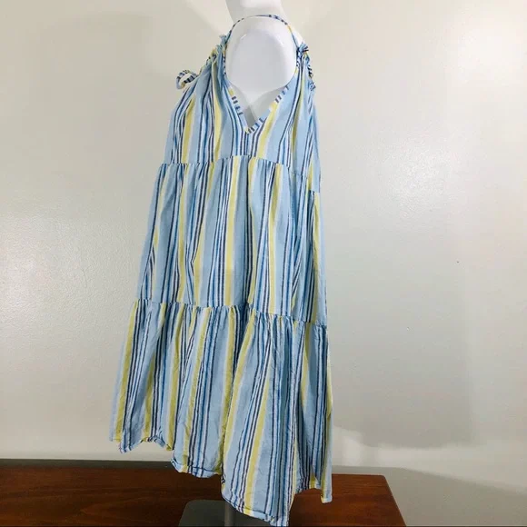 Anthropologie Striped Gauzy Tie Front Babydoll Dress Size Small - Picture 2 of 11